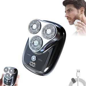 Gradient Space Stone Mini draagbare elektrische reisscheerapparaat voor mannen en vrouwen, zakformaat, afwasbaar, USB-oplaadbaar, zwart