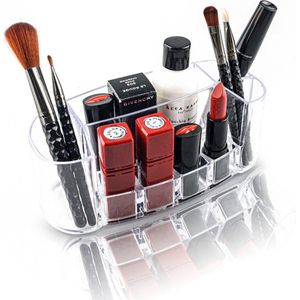 Decopatent® Make up Organizer 8 Vakken - Makeup Organizer Transparant - Cosmetica - Lippenstift - Nagellak - Brushes - Kwasten