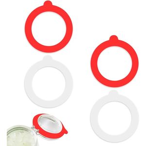 4 stuks afdichtringen voor weckpotten binnen 70 mm - Rood + Wit