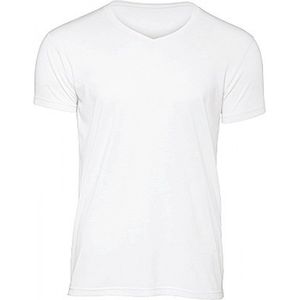 T-shirt Heren S B&C V-hals Korte mouw White 50% Polyester, 25% Katoen, 25% Viscose