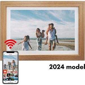 Digitale Fotolijst - Hout - 10.1 inch - HD - Frameo App - WiFi - 16GB - IPS Touchscreen
