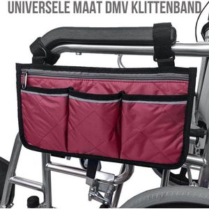 Allernieuwste.nl® Rolstoel Armsteun Opbergtas - Looprek Rolstoeltas met 4 Opbergvakken - 32.5 x 18 cm - Kleur Bordeaux ROOD
