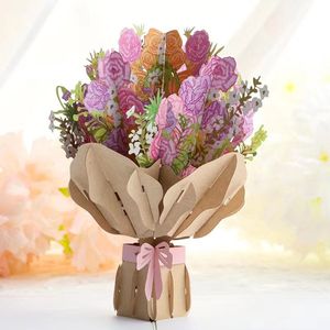 Grote 3D wenskaart met een bosje Bloemen- Inclusief envelop-perfect voor diverse gelegenheden-moederdag