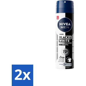 NIVEA MEN – Deodorant spray – Invisible for Black & White – 150 ml - Voordeelverpakking - 2 stuks