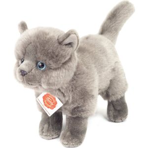 Hermann Teddy Knuffeldier Kartuizer kat/poes - zachte pluche stof - premium knuffels - grijs - 20 cm