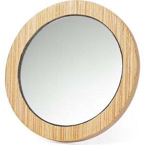 Make-up spiegel - Zakspiegel - Reisspiegel - Rond - Compact - Dames - 6,9 cm - Bamboe - Beige