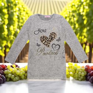 Lange sweater panterprint you perfect glitter lichtgrijs 170/176