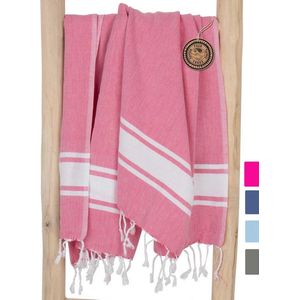ZusenZomer Hamamdoek Sol XL - extra groot en licht - zacht - strandlaken saunahanddoek - dames - 100x200 cm - Roze