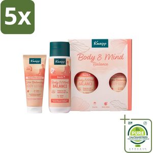 5 x Kneipp – Body & Mind Balance Moments – Geschenkset – Iris & Vetiver – Douchegel 200 ml + Bodylotion 75 ml - Grootverpakking - Geschenkset Lichaam En Geest - Ontspanning - Vegan - Douchegel - Bodylotion