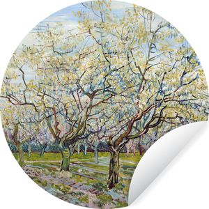 Behangcirkel - Kunst - Bomen - Bloesem - Van Gogh - Zelfklevend behang - Rond behang - Behangsticker - Ronde wanddecoratie - Slaapkamer decoratie - 140x140 cm - Muurdecoratie cirkel - Muurcirkel binnen - Wandcirkel