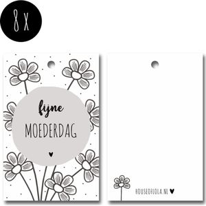 8x Label / Kaartje van karton / Cadeaulabels / Labels | FIJNE MOEDERDAG | voor moederdag cadeautje | 85 x 55 mm