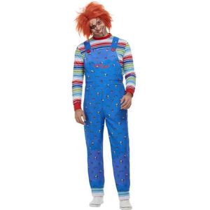 Smiffy's - Chucky & Child's Play Kostuum - Chucky De Moordlustige Pop - Man - Blauw - XL - Halloween - Verkleedkleding