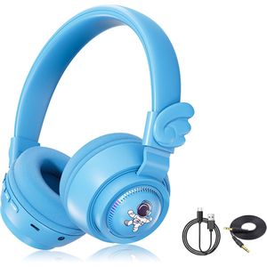 Gloovon® - Draadloze Koptelefoon Kinderen - Gehoorbescherming Kinderen - Bluetooth 5.3 - Koptelefoon met Microfoon - Blauw