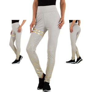 Holala stretchy sport broek grijs goud glitter S/M