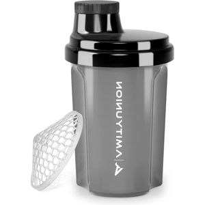 Heaven Protein Shaker 300ml Leak-proof BPA Free with Clickable Strainer and Scale - Creamy Whey Shakes Gym Fitness Cups for Isolates and Sports Concentrates - Black Smoke Color