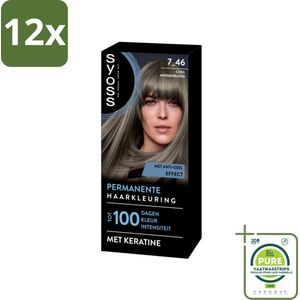SYOSS - Coloration 7-46 Cool Middenblond - Haarverf - Grijsdekking - Vermindert Haarbreuk - Voordeelverpakking - 12 stuks - Permanente haarkleuring - Haarkleur