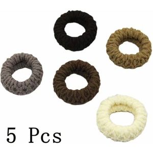 Verpakking van 5 elastische hoofdbanden voor dames, effen haarbanden voor meisjes, paardenstaarthoofdbanden, rubberen hoofdbanden, modieuze en eenvoudige haaraccessoires.