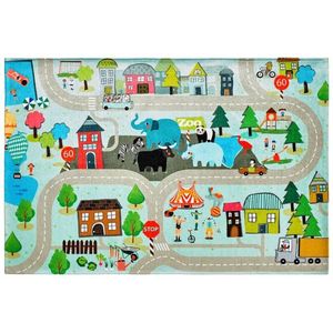 Vrolijk en educatief vloerkleed kinderkamer - Happy Town - 160x230 cm