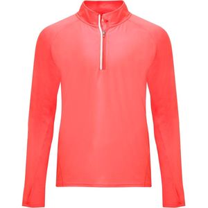 Fluor Koraal sportshirt van technisch weefsel met raglanmouwen en halve rits, reflecterende details model Melbourne maat M