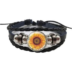 Akyol – Zonnebloem armband – bloem – cadeautje – verrassing – geschenk – armband - leer