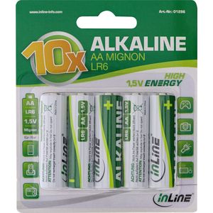 InLine AA Alkaline Batterijen - 1,5V - LR6 - 10 Stuks - Groen/Wit
