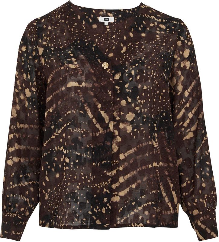 WE Fashion - Blouse - V-hals - Curve - Met Structuur - All-over Vlekjesprint