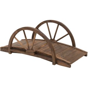 Koopiez Tuinbrug - Houten Tuinbrug - Authentieke Uitstraling - Verkoolde Reling - 100X50X37 Cm - Vijver Decoratie