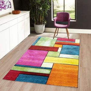 Flycarpets Kristal Modern Geblokt Vloerkleed - Multi - 160x230 cm