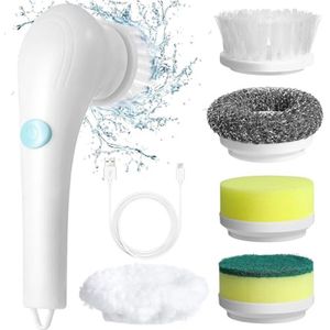 Draadloze Elektrische Reinigingsborstel met 5 Verwisselbare Borstelkoppen - Perfect voor Vloeren, Tegels, en Badkuipen