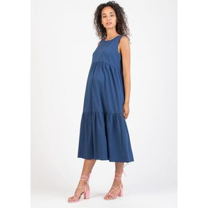 Midi zwangerschapsjurk met volants en vetersluiting maat S