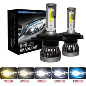 H4 Led lampen (set 2 stuks) 6000k Helder Wit 14000LM IP68 90 Watt Geschikt voor, Motor / Auto / Scooter / Dimlicht / Grootlicht / Koplampen