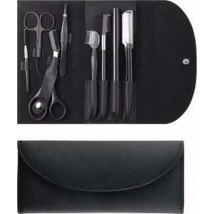 Trimmer 8-Pack - Eyebrow Tweezers Set - Eyebrow Shaping Kit for Women & Men With Razor, Brush With Comb, Pencil, and Scissors in Padded Case