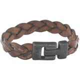 Josh - 24303 - Armband - Cognac - Leer en Metaal - 21.00 CM