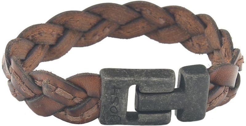 Josh - 24303 - Armband - Cognac - Leer en Metaal - 21.00 CM