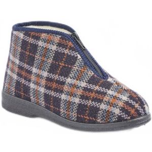 Tartan comfort wijdte pantoffels met ritssluiting en voering