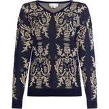 usha - Gebreide Trui - V-hals - Zacht Viscosegarenmix - Individueel Patroon