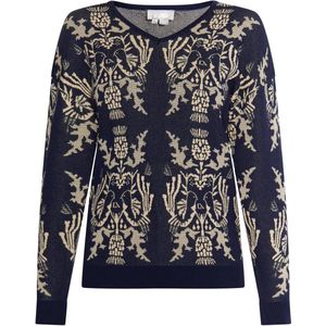 usha - Gebreide Trui - V-hals - Zacht Viscosegarenmix - Individueel Patroon