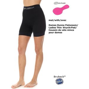 Brubeck Fietsonderbroek Dames - Naadloos Boxershort met Dunne Dames Fietszeem - Zwart S