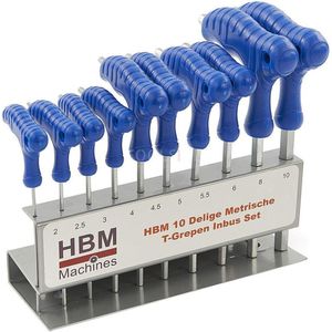 HBM 10 Delige Metrische T-Grepen Inbus Set