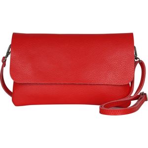 AmbraModa GLX11 - Crossbodytas, Clutch, telefoontas van echt leer met afneembaar en verstelbare schouderriem, passend voor mobiele telefoons en tablets tot 7 inch. Rood