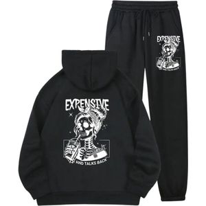 Bovista Joggingpak Dames - Huispak - Trainingspak - Volwassenen - Capuchon - Jogging Pak - Joggingbroeken - Broek - Hoodie - Zwart - Maat XS