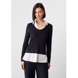 comma - Strickpullover - V-hals Trui - Katoen-Viscosemix