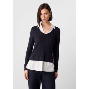 comma - Strickpullover - V-hals Trui - Katoen-Viscosemix