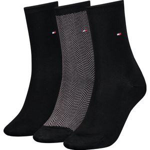 Tommy Hilfiger dames giftbox 3P sokken basic print zwart & grijs - 35-38