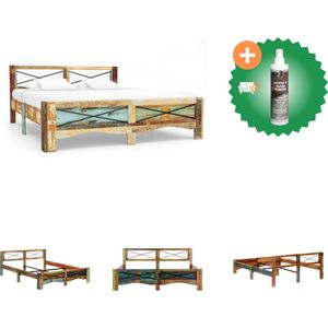 vidaXL Bedframe massief gerecycled hout 160x200 cm - Bed - Inclusief Reiniger