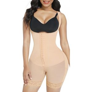 Corrigerende shapewear corset verstelbaar met hoge rug en 3 rijen haakjes beige maat S