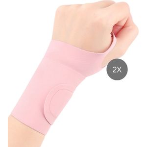 U Fit One Pols Compressie Brace - 2 Stuks - Polsbandage - Wrist Support - Compressie Handschoen - RSI - Ondersteuning & Versteviging - Roze