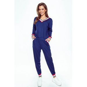 Hoogwaardig huispak van fijne viscose - viscose pyjama dames met lange mouwen en enkellange broek - Eldar Fanny - marineblauw S