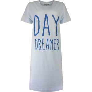 Temptation Dames Bigshirt - Day Dreamer Tekst - Licht Blauw - Maat S