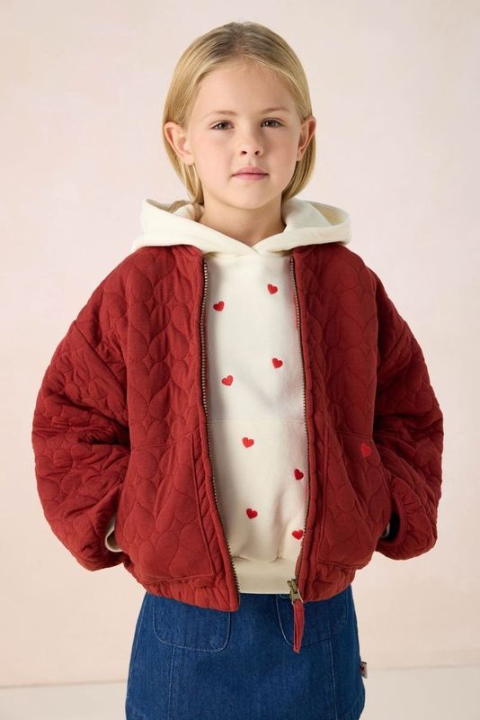 Sissy-Boy - Donkerrode - Quilted Jas - Met Hartjes